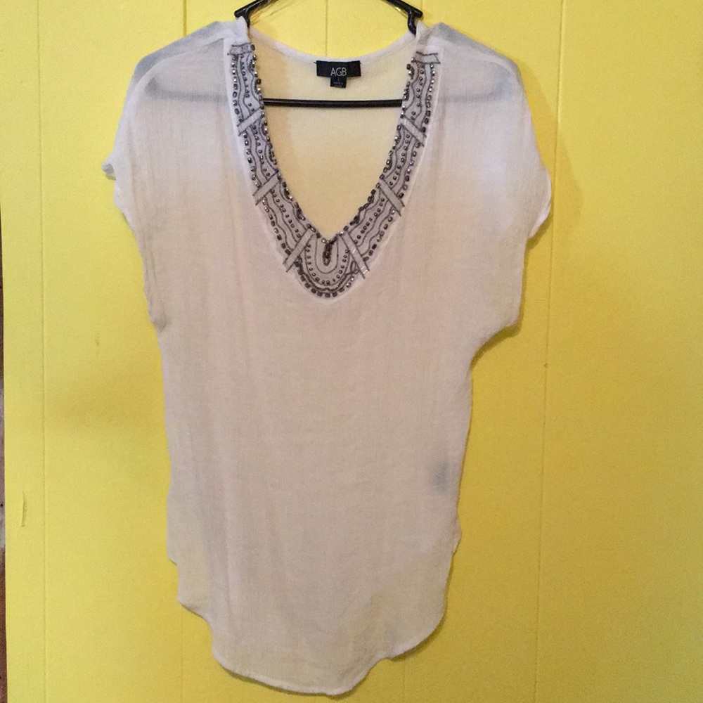 White Beaded top